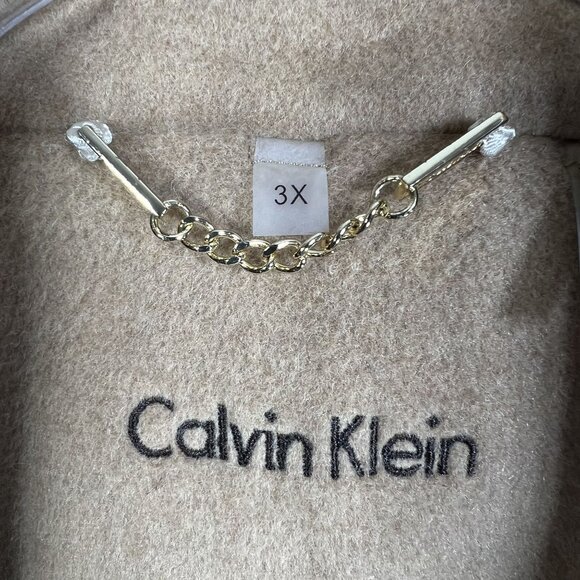 Calvin Klein NWT Womens 3X Camel Tan Wool Cashmere Blend Long Coat Quiet Luxury - Picture 10 of 16